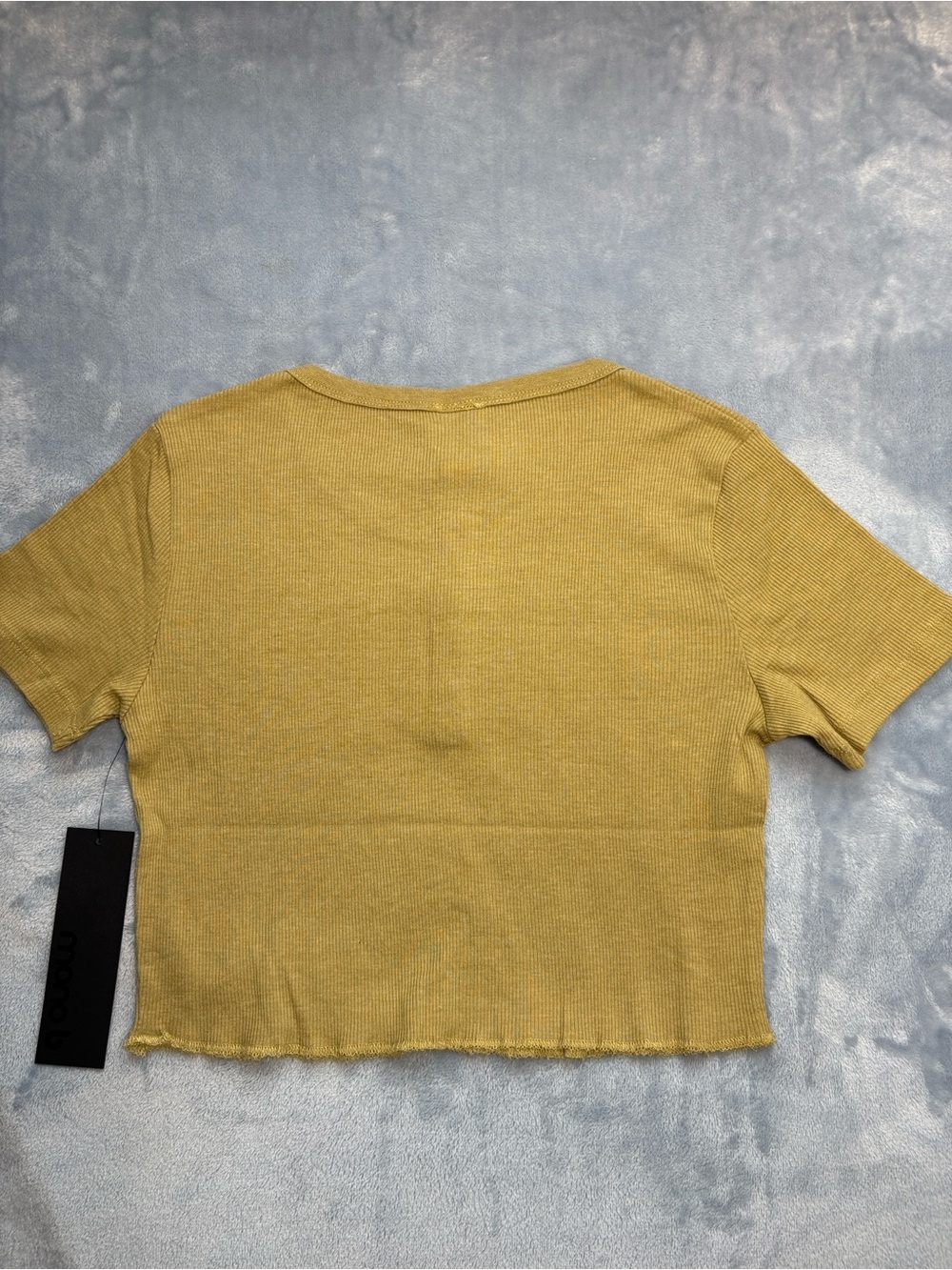 Mono B Ribbed Henley Crop Top - Mustard - Picture 8 of 8